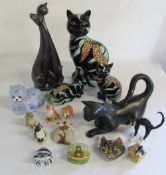 Various cat figurines inc Limoges & Wade