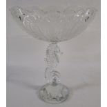 Waterford crystal tazza with seahorse stem H 30 cm