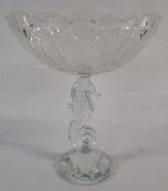 Waterford crystal tazza with seahorse stem H 30 cm