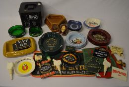 Breweriana including branded ashtrays and bar towels