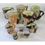 5 large Royal Doulton character jugs - The Lawyer, Old Charley, Sam Weller,