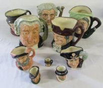 5 large Royal Doulton character jugs - The Lawyer, Old Charley, Sam Weller,