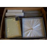 Various ex-shop stock wedding guest books and silver plated gifts