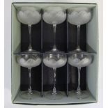 Boxed set of 6 J G Durand French crystal glasses 'lettuce' design