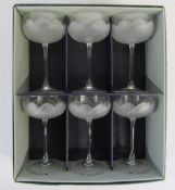 Boxed set of 6 J G Durand French crystal glasses 'lettuce' design