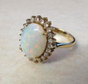 14ct gold opal and diamond ring size N total weight 5.