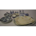Various modern Delft style ceramics and 2 meat dishes (AF)