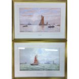 Pair of framed watercolour seascapes by G S Walters 'Medway' & 'Off Southend pier'.