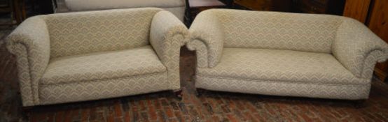 3 seater and 2 seater Chesterfield sofas with matching fabric