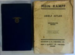 2 copies of Mein Kampf by Adolf Hitler 1939 (one missing cover)