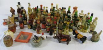 Selection of alcoholic miniatures inc Beswick ceramic bottles