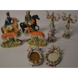 Staffordshire flat back Dick Turpin, two greyhounds and one other figure,