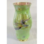 Carlton ware green vase 'sketching bird' pattern H 37 cm (hairline crack)