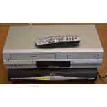 Sky box with remote and a Toshiba video / dvd player
