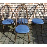4 Ercol hoop back dining chairs