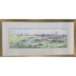 Watercolour 'South Thoresby from the fields' by J M Brookes 73 cm x 37 cm