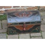 Small 19th century domed topped chest dated 1888 & also stamped 1829