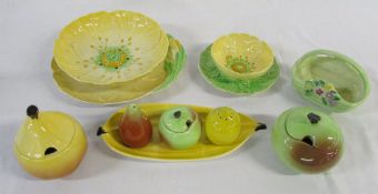 Various Carlton ware fruit shaped condiments inc yellow buttercup etc (some not shown)