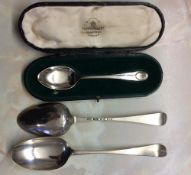 Pair of early George III table spoons with floral scroll backs - London 1768 maker Robert Sallam 21