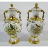Pair of Royal Crown Derby Autumn Equinox lidded two handled vases limited edition 82/350 signed J