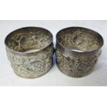 2 silver napkin rings Chester 1902 weight 2.