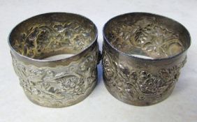 2 silver napkin rings Chester 1902 weight 2.