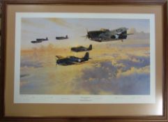 Limited edition Artist Proof print no 112/125 by Robert Taylor 'In Galiant Company' signed by 5