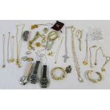 Selection of costume jewellery and watches