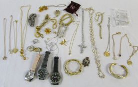 Selection of costume jewellery and watches