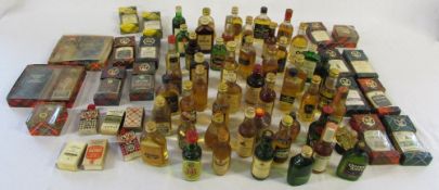 Quantity of approximately 72 whisky miniatures inc Long John, Dimple,