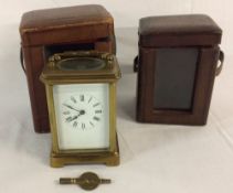 19th century French carriage clock with case & an additional case