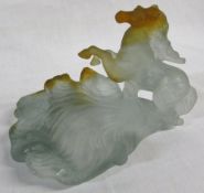 Daum France pate de verre glass model of a horse in water signed to base L 15 cm H 10 cm