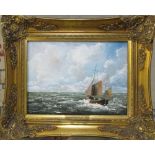 Oil on canvas in a gilt frame of a nautical theme signed lower right 57 cm x 47 cm