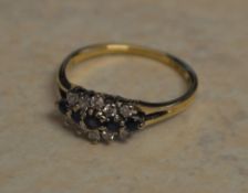 9ct gold sapphire and diamond cluster ring, total approx weight 2.