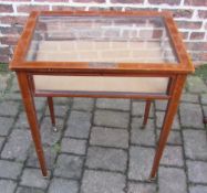Edwardian bijouterie cabinet with small silver plaque with inscription 'Beckenham Hospital Linen