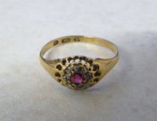 8ct gold diamond and ruby ring weight 1.