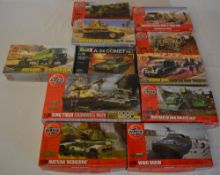 Airfix 1:76 model kits including Matilda Hedgehog, WWII Dukw,