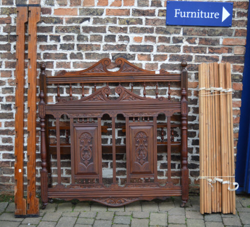 Late Victorian carved wooden double bed