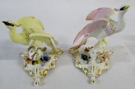 2 Royal Crown Derby 'Chelsea Bird' figures with pink stamp & green stamp