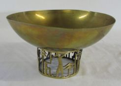 Karl Hagenauer mid 20th century brass bowl having pierced decoration depicting golf,