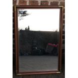 Mahogany frame wall mirror with brass corners 96cm by 65cm