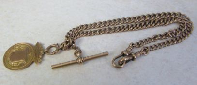 9ct gold Albert fob chain with 9ct gold fob total weight 41.