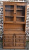 Ercol mid brown display cabinet H 196 cm, W 98 cm,
