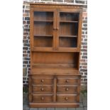 Ercol mid brown display cabinet H 196 cm, W 98 cm,