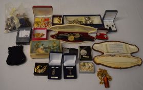 Quantity of costume jewellery including some silver