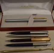 Sheaffer fountain pen, Parker ballpoint pen,