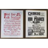 2 original 1960s posters relating to Bob Pearce Blues Revue and First New Milton Folk Festival both