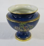 W & R Carlton ware 1920s blue lustre 'persian' pattern pedestal bowl H 16 cm