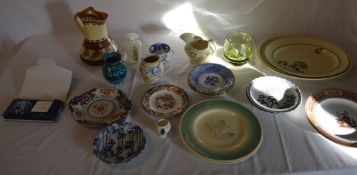 Various ceramics and glassware including Poole, Myott, Royal Doulton, Arcadian crested china, Spode,