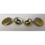 14ct gold reverse crystal intaglio cufflinks of a boxer dog